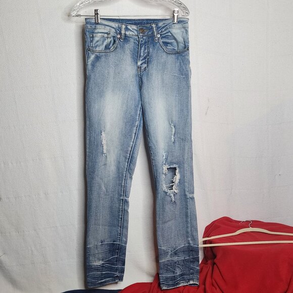 Rue21 Premium Supreme Flex Destroyed Skinny Cotton Span Jeans Mens Size 26/30 - Picture 1 of 16